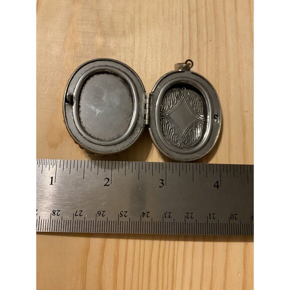 Antique Floral Crystal Oval Locket Pendant - Picture 3 of 6